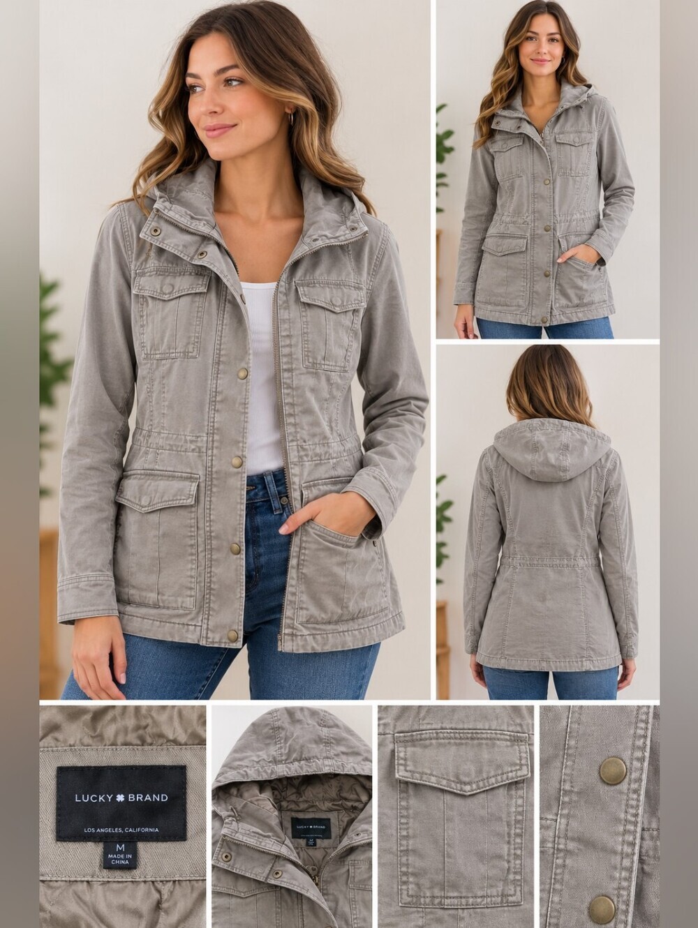 Lucky Brand Tan Utility Jacket with Hood